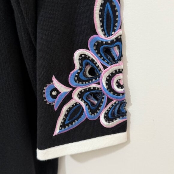 Bob Mackie Wearable Art Floral Cutout Cardigan Embroidered Beaded Women's 1X - Picture 3 of 5